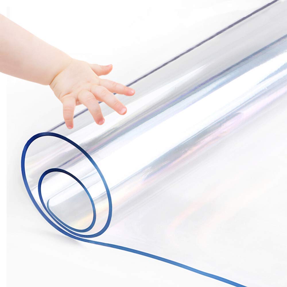 2 Set Furniture Dining Tabletop Coffee Side Table Protector Cover Wipeable Clear Plastic Tablecloth PVC Vinyl End Tablecloths Co